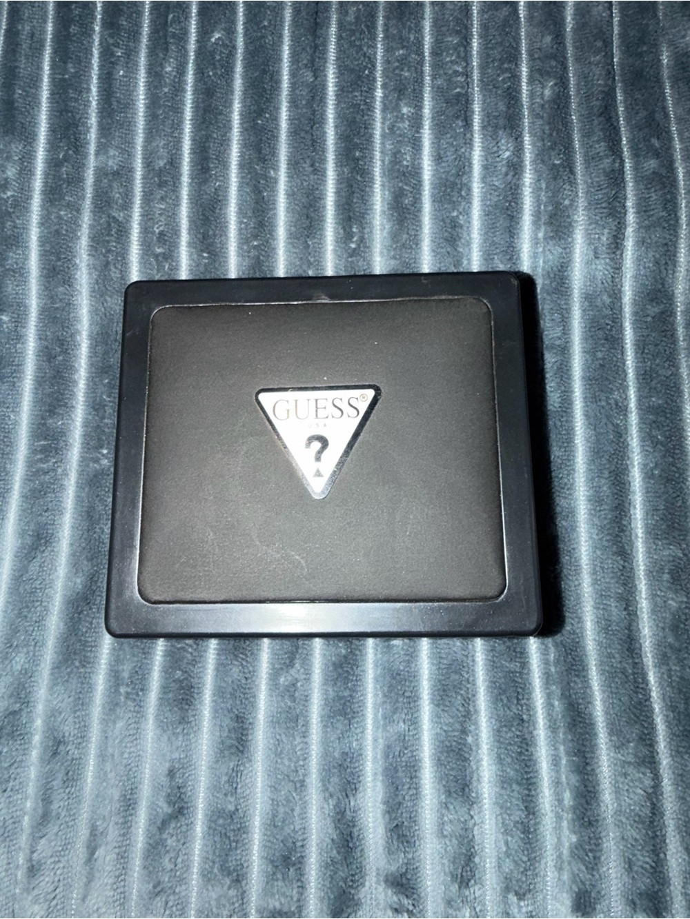 GUESS Black Men's Jewelry Case with Silver Triangle Logo
